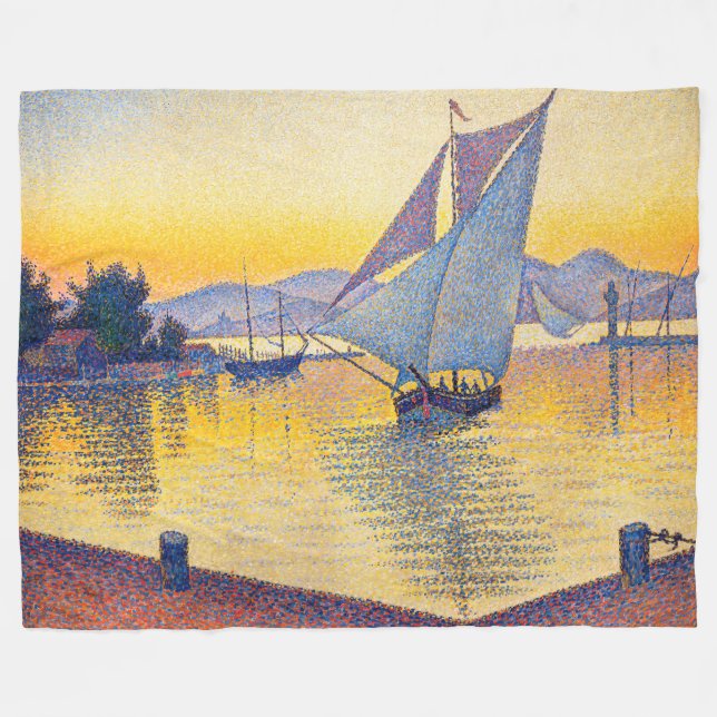 Paul Signac - The Port at Sunset, Opus 236 Fleece Blanket (Front (Horizontal))
