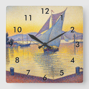 Paul Signac - The Port at Sunset, Opus 236 Square Wall Clock