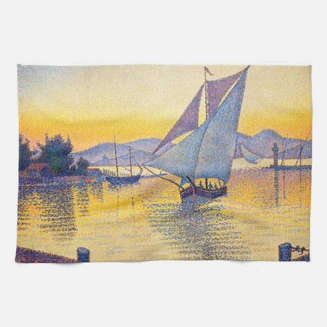Paul Signac - The Port at Sunset, Opus 236 Tea Towel (Horizontal)