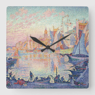 Paul Signac , "The Port of Saint-Tropez" Square Wall Clock