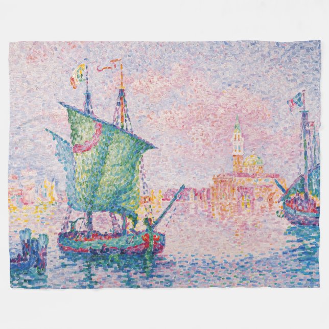 Paul Signac - Venice, The Pink Cloud Fleece Blanket (Front (Horizontal))