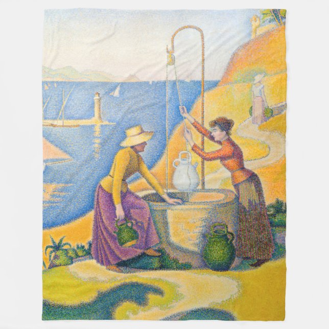 Paul Signac - Women at the Well Fleece Blanket (Front)