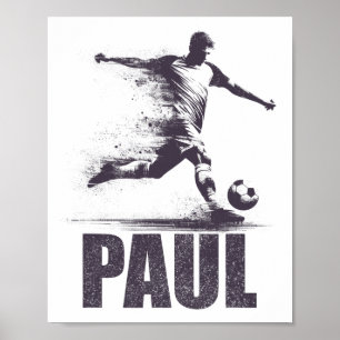 Paul Soccer Boys Personalised First Name Paul  Poster