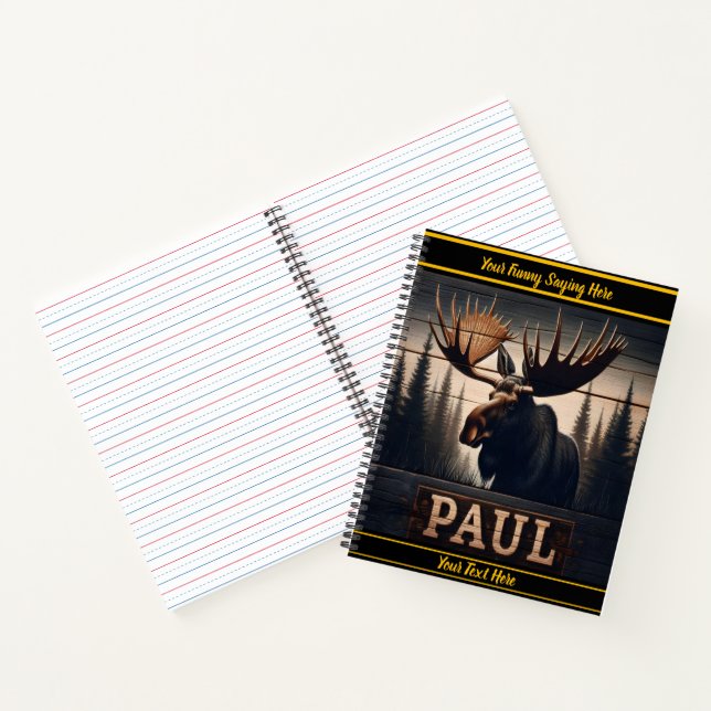 Paul the moose in a tranquil forest notebook (Inside)