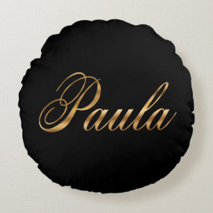 Paula gold Design Lettering Kissen rund Round Cushion