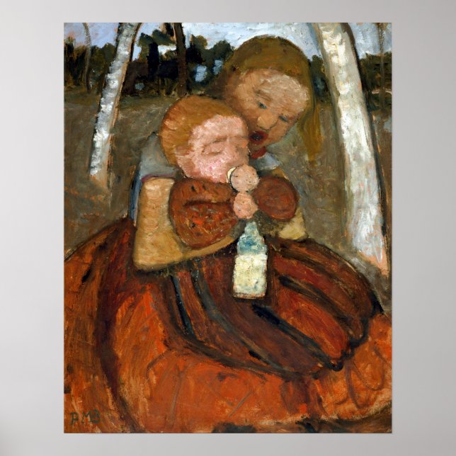 Paula Modersohn-Becker Girl with Toddler Poster (Front)