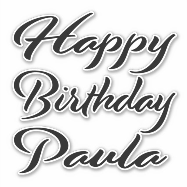 Paula name first name black Sticker birthday (Front)