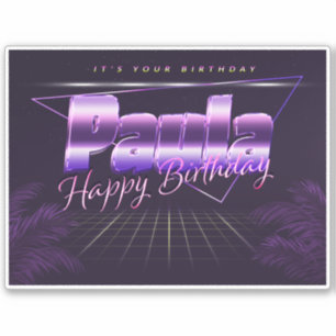 Paula Name First name lila retro Sticker Birthday