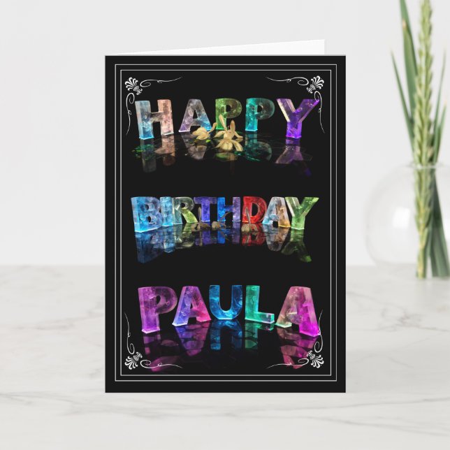 Paula -  Name in Lights greeting card (Photo) (Front)