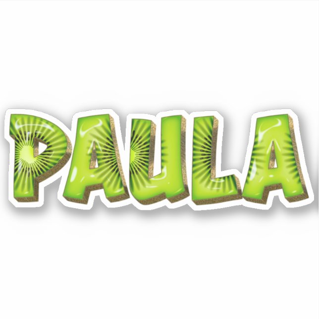 Paula Name Kiwi Design Sticker (Front)