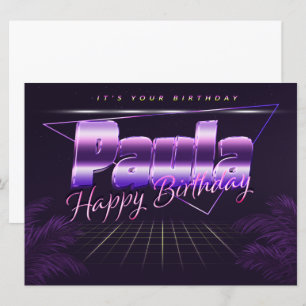 Paula Name Vorname lila retro Karte Geburtstag Card