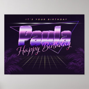 Paula Name Vorname lila retro Poster Geburtstag