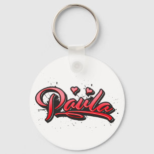 Paula red Heart Graffiti Schlüsselanhänger Key Ring