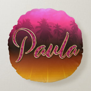 Paula Vorname Name golden pink Kissen Round Cushion