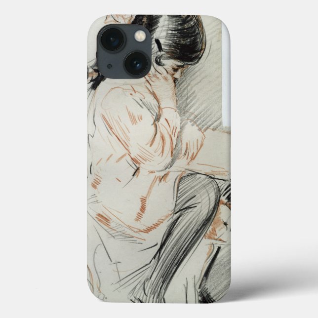 Paulette Reading Sitting on her Toy Dog Case-Mate iPhone Case (Back)