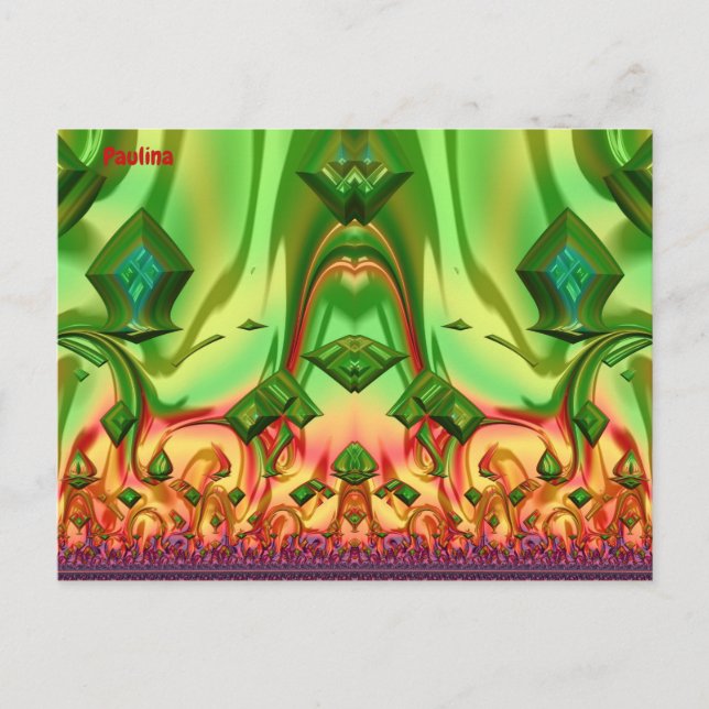 PAULINA ~ 3D Design Pattern ~ Christmas Colors~ Postcard (Front)