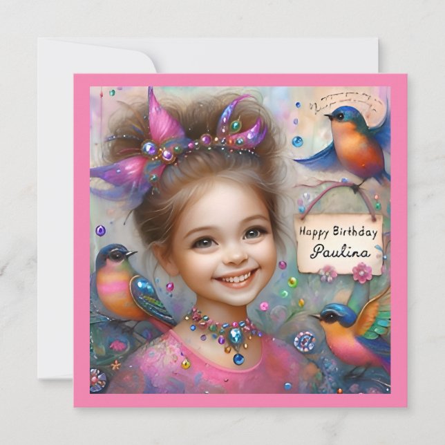 PAULINA ~ Birthday Card ~ Butterfly girl ~ (Front)