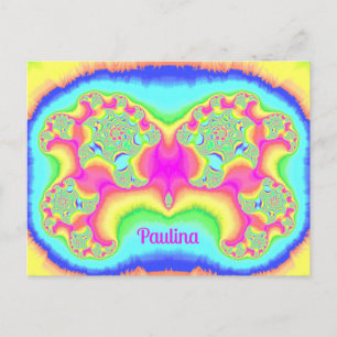 PAULINA ~ BOLD ~ FLUORO PINK ~ 3D Fractal Design ~ Postcard