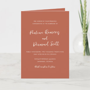 Paulina Modern Burnt Orange Simple Elegant Wedding Invitation
