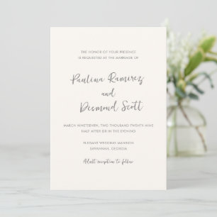 Paulina Modern Ivory Simple Elegant Wedding Invitation