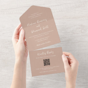 Paulina Modern Tan Simple Elegant Wedding All In One Invitation