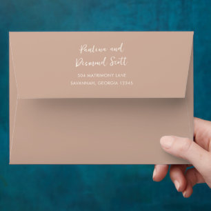 Paulina Modern Tan Simple Elegant Wedding Envelope
