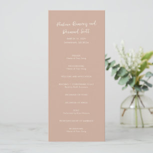 Paulina Modern Tan Simple Elegant Wedding Programme