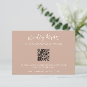 Paulina Modern Tan Simple Elegant Wedding RSVP Card