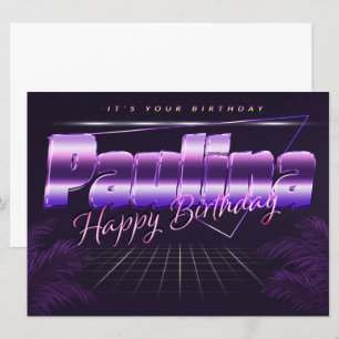 Paulina Name Vorname lila retro Karte Geburtstag Card