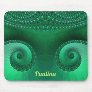 PAULINA ~ Zany Shades of Green Fractal Pattern Mouse Mat
