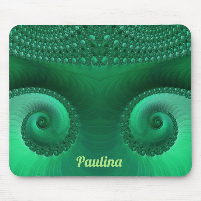 PAULINA ~ Zany Shades of Green Fractal Pattern Mouse Mat (Front)