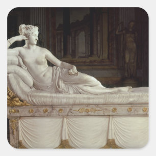 Pauline Bonaparte  as Venus Triumphant, c.1805-08 Square Sticker