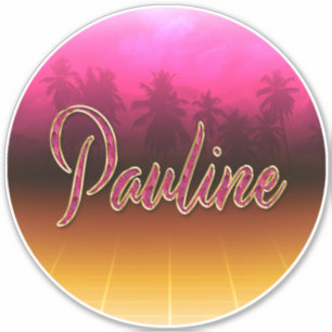 Pauline First Name golden pink sticker sticker