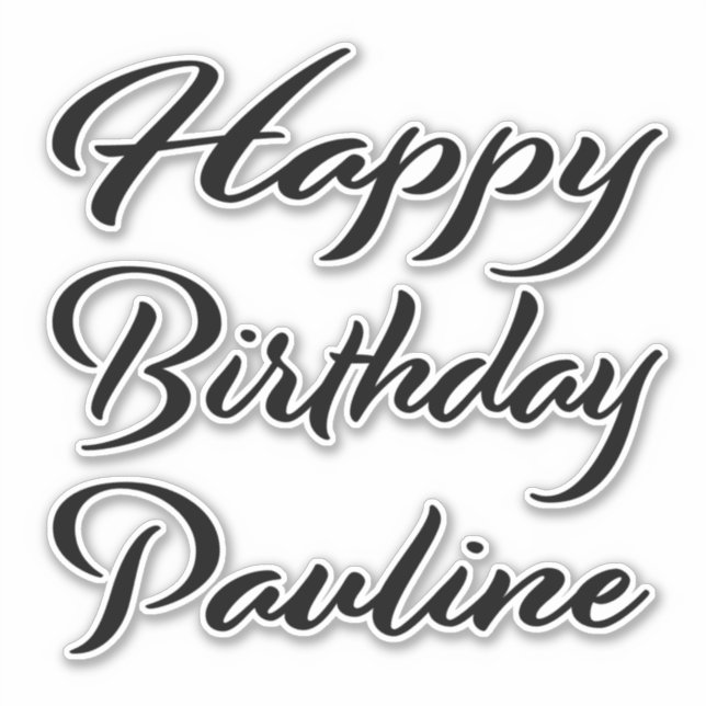 Pauline name first name black Sticker birthday (Front)