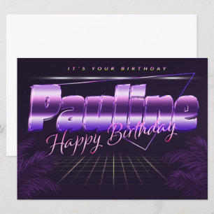 Pauline Name Vorname lila retro Karte Geburtstag Card