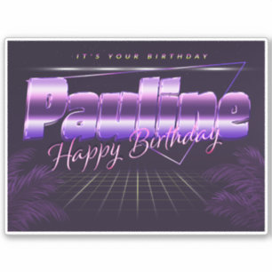 Pauline Name Vorname lila retro Sticker Geburtstag