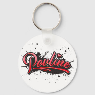Pauline red Heart Graffiti Key Fans Ring