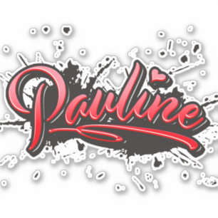 Pauline red Heart Graffiti Sticker