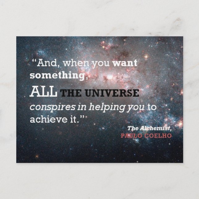 Paulo Coelho The Alchemist Quote, All the Universe Postcard (Front)