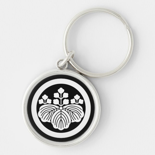 Paulownia with 5-3 blooms in circle key ring (Front)