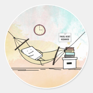 Pause, Reset, Recharge Classic Round Sticker