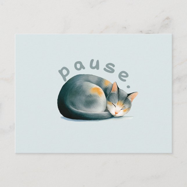 Pause. Sleeping Cat Design Postcard (Front)
