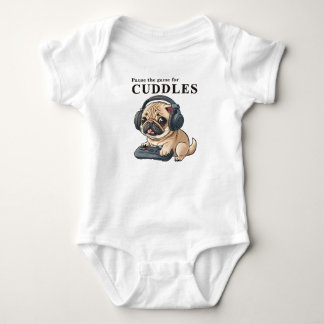 Pause the game for Cuddle - Cute gamer DOG Baby Bodysuit