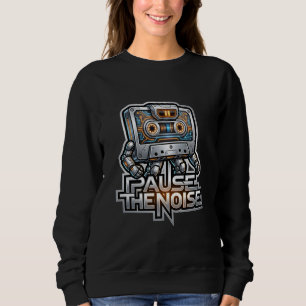Pause The Noise – Retro Cyber Cassette Mascot Sweatshirt