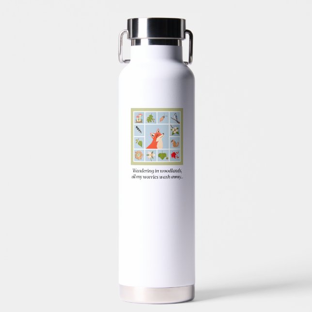 Pause Tiles Woodland Walk 22oz Water Bottle (Front)