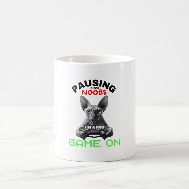 Pause Video Game Sphynx Cat Noobs Gamer Funny Magic Mug (Center)