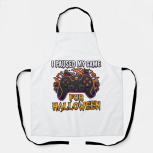 Paused Game Halloween Controller Bats Ghosts_1 Apron