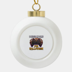 Paused Game Halloween Controller Bats Ghosts_1 Ceramic Ball Christmas Ornament