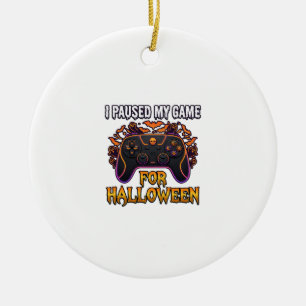 Paused Game Halloween Controller Bats Ghosts_1 Ceramic Tree Decoration