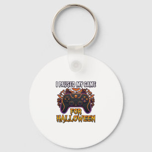 Paused Game Halloween Controller Bats Ghosts_1 Key Ring